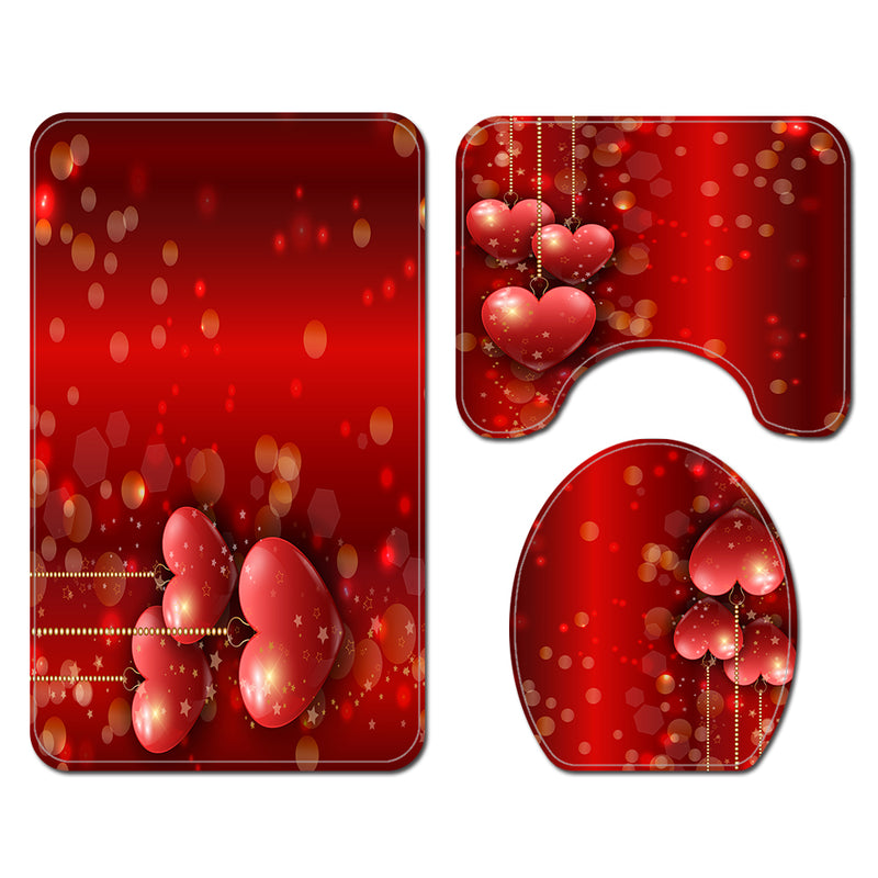 Honana 4PCS Bathroom Waterproof Shower Curtain Toilet Seat Cover Pedestal Rug Bath Mat Bathroom Decor