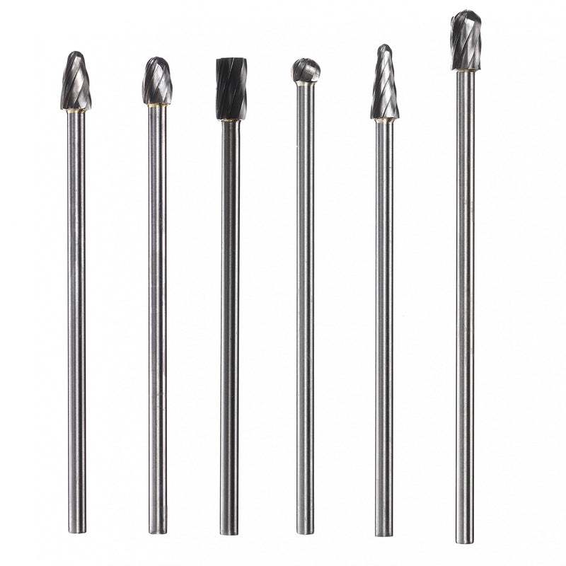 6pcs Rotary Cut Burr 6mm Shank 150mm Long Reach Carbide Burs Rotary File