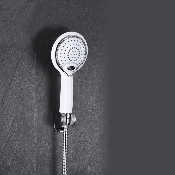 Bathroom Handheld Shower Spray Head ABS Plating 3 Color LED Digital Temperature Display w/ Hose