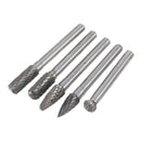 Drillpro 5Pcs 60x8mm Tungsten Steel Rotary File Set Grinding Head Rasp Burrs Abrasive Tool