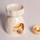 White Flower Oil Burner Tea Light Candle Wax Melt Aromatherapy Diffuser Humidifier Essential Oil Warmer
