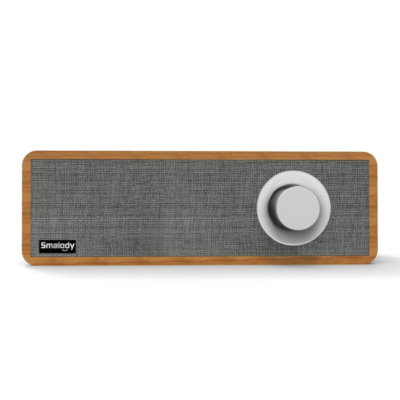 Smalody Retro Wooden Fabric bluetooth Speaker Stereo Heavy Bass Home Soundbar Subwoofer Speaker