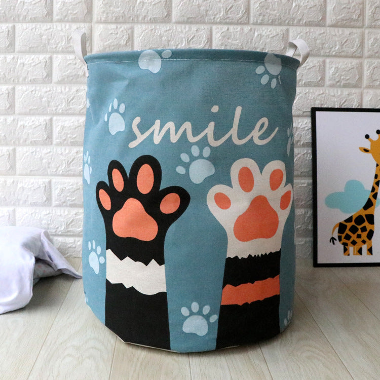 Dirty Clothes Storage Baskets Toy Storage Bucket Cartoon Folding Fabric Hamper Marble Laundry Basket