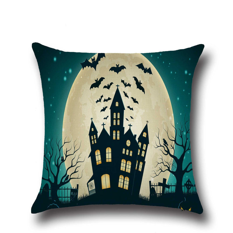 Halloween Pumpkin Bat Ghost Pattern Pillowcase Cotton Linen Throw Pillow Cushion Cover Seat Home