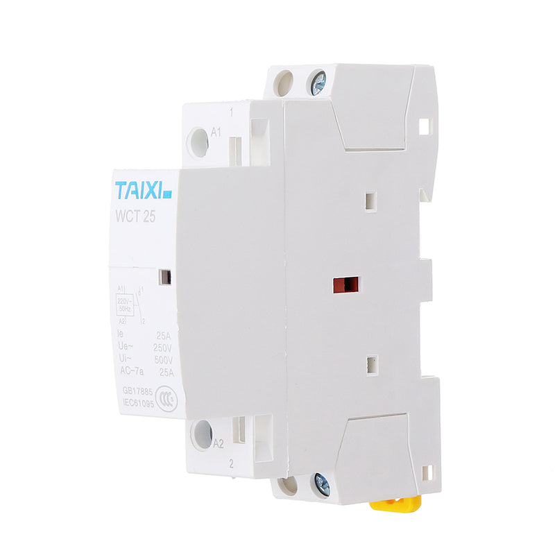 TAIXI 25A 1NO/2NO AC Contactor 24~220V 50/60HZ Din Rail Household AC Modular Contactor