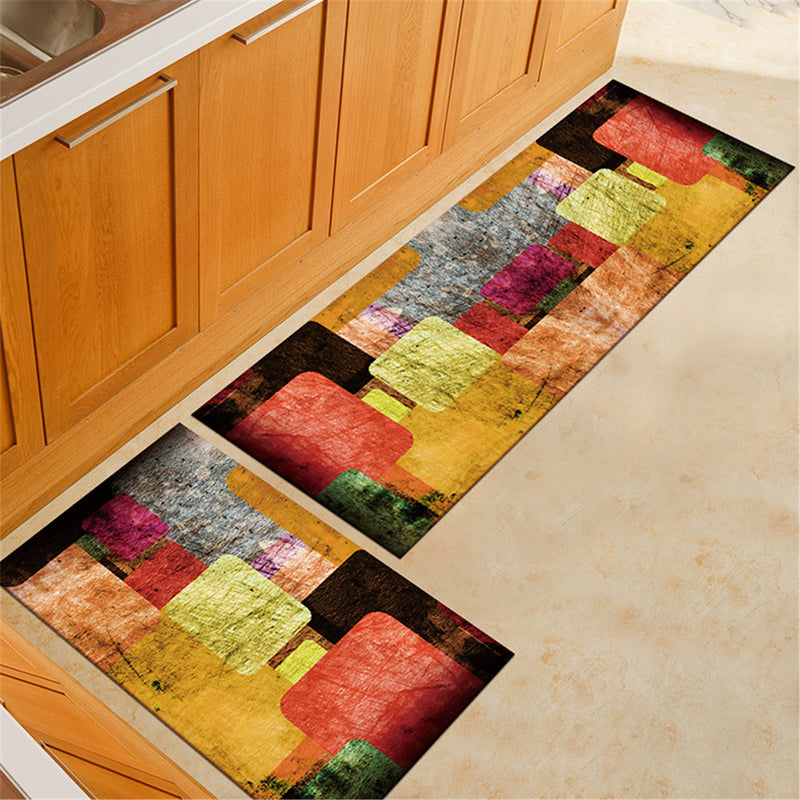 2pcs Kitchen Floor Carpet Non-Slip Area Rug Living Room Washable Door Mat Set