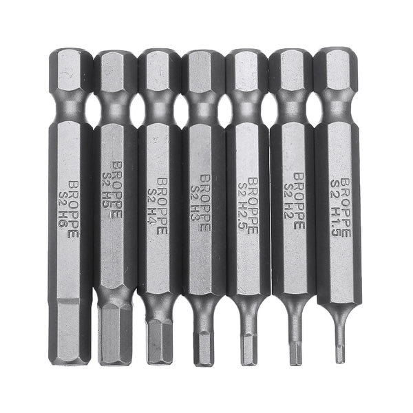 BROPPE 10Pcs Magnetic Hexagon Hex Screwdriver Bits H1.5/H2/H2.5/H3/H4/H5/H6 1/4 Inch Hex Shank Screwdriver Set For Bosch