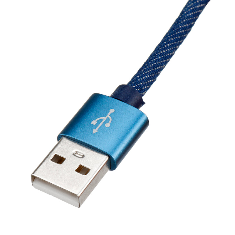 2M 2.4A Micro USB Fast Charging Denim Braided Data Cable For Smartphone Tablet