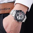 LONGBO 80131 Stainless Steel Band Decorative False Small Dial Fashion Men Quartz watch