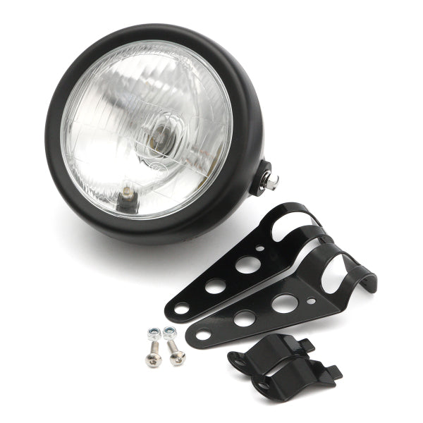 6.5 inch 12V Motorcycle Headlight Hi/lo Beam Matte Black Mount Bracket Cafe Racer For Honda