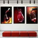 Miico Hand Painted Three Combination Decorative Paintings Red W-ine Glass Wall Art For Home Decoration