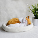 Realistic Sleeping Cat Plush Lifelike Figurine Animal Simulated Model Toys