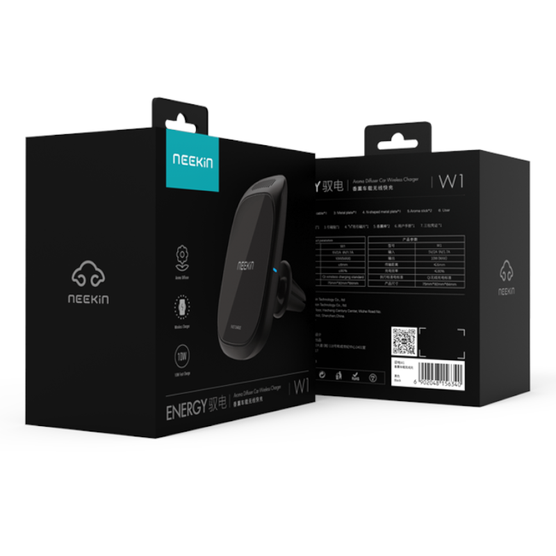 Neekin Metal Glass Magnetic 3 In 1 10W Qi Wireless Charger Fast Charging With Car Aroma Diffuser Car Air Vent Phone Holder for 4.7 Inch - 6.5 Inch Smart Phone