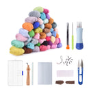 50 Color DIY Wool Felt Kit Needles Tool Set Handmade Needle Felting Mat Starter Fabric Sewing Kit w/ Felting Handle Clover