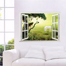 3D Grassland White Horse Scenery False Window PVC Decal Wall Sticker Muarl Home Room Decor