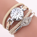 DUOYA D256 Retro Style Women Bracelet Watch Diamond Gift Leather Strap Quartz Watch