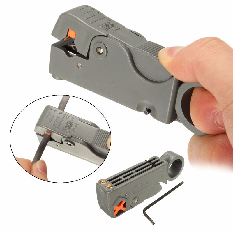 2Pcs RG6/59 Double Blades Fully Adjustable Wire Stripper Cutter Cable Stripping Tool