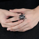 Punk Pentagram Satan Rams Stainless Steel Men Gothic Long Horn Zodiac Sheep Head Ring