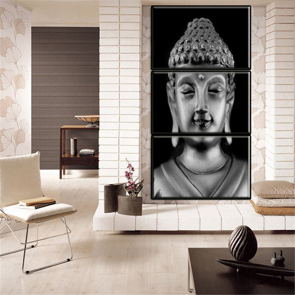 3 Panel Statue Meditation Painting Print on Home Decor Room Wall Sticker
