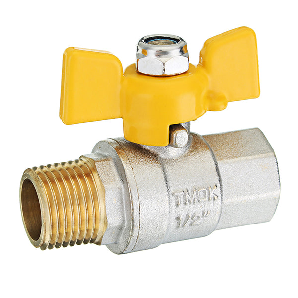 TMOK 1/2" Brass Gas Ball Valves G Thread Male x Female for Fuel Gas