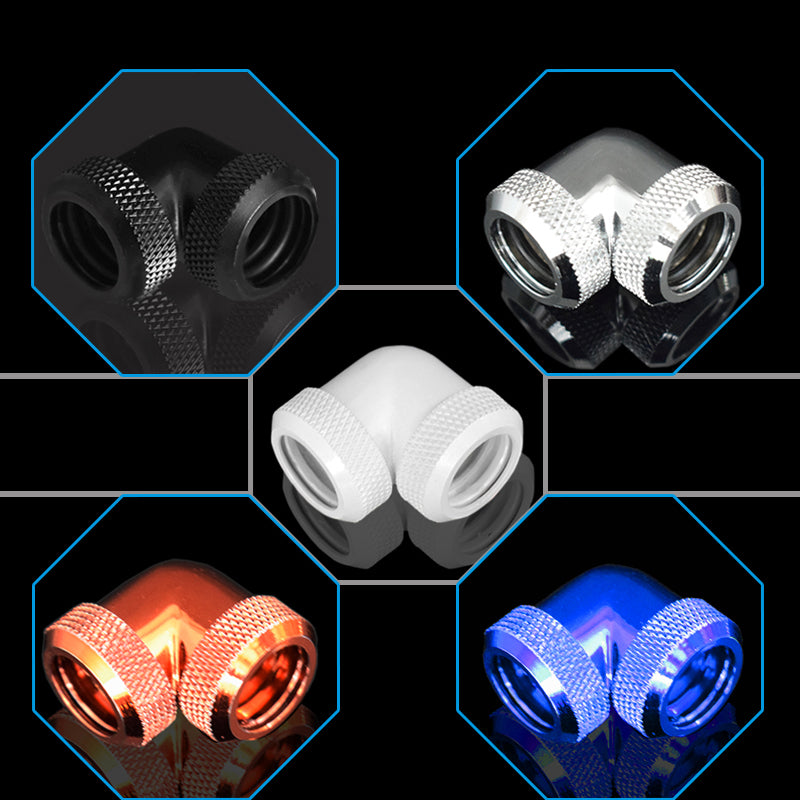 SIERRACOOL 90 Degrees Hard Pipe Elbow Pipe Connector Water Cooling Hard Tube with 3 Layers Rubber Seal G1/4 Inner Thread Adaptor for CPU Water Cooling Radiator