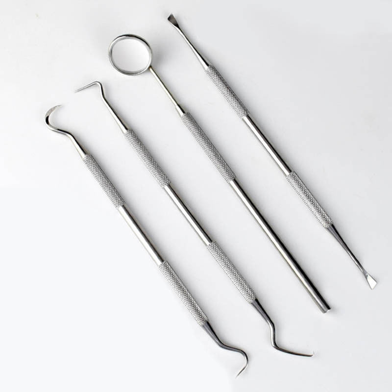 4Pcs Dental Mirror Stainless Steel Dental Tools Kit Mouth Mirror Dental Kit Instrument Dental Pick