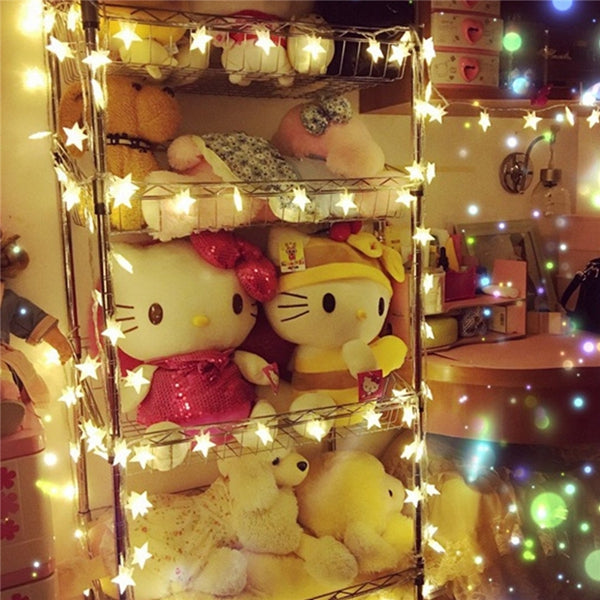 Solar Powered 5M 30LEDs Frosted Five Stars Fairy String Light Christmas Wedding Decor Lamp