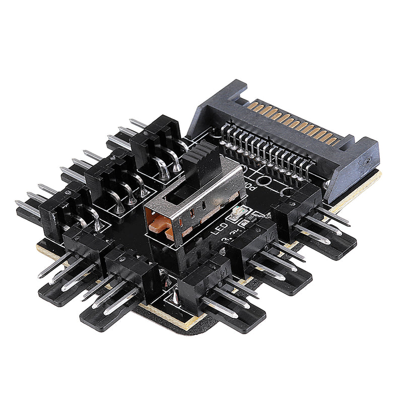 Computer Chassis Fan Hub Board FAN HUB Supports 8-way Fan 4P Power Supply 3-speed Governor
