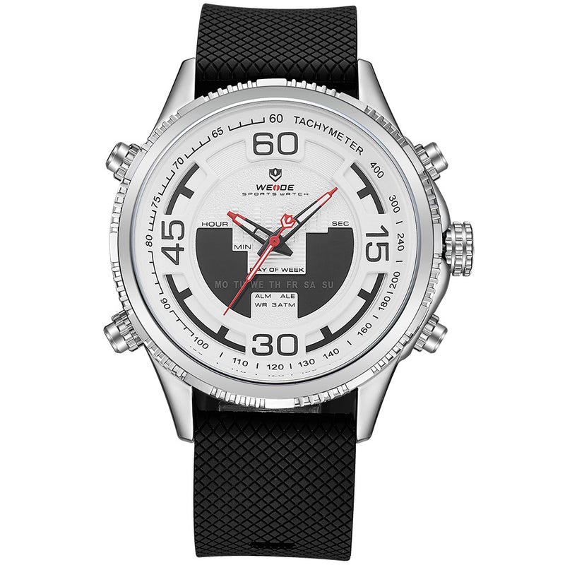 WEIDE 6306 Dual Display Digital Watch Cosy Silicone Strap Alarm Calendar Luminous Sport Watch