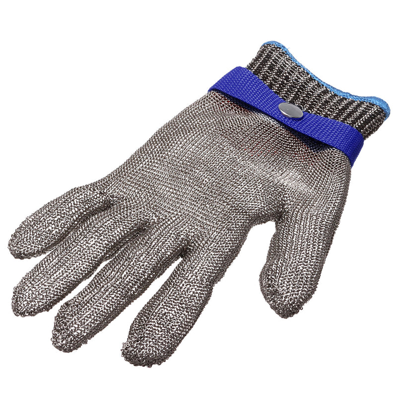 Safety Cut Proof Stab Resistant Stainless Steel Metal Mesh Butcher Glove Blue