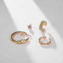 Trendy Moon Star Stud Earrings Kit Rhinestone Alloy Earring Set Women Jewelry