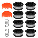8Pcs Weed Eater String Replacement Spool Line + 2Pcs Trimmer Cap For Black For Decker Lawnmower