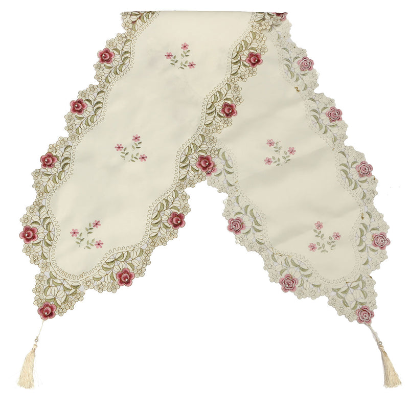Table Runner Flower Desk Cover With Tassel Wedding Birthday Party Decor