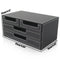 3-layer 4-drawer Wood Leather Desk Set Filing Cabinet Storage Box Office Desktop Organizer File Drawer Document Container