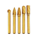 5pcs 6x8mm Titanium Coating Tungsten Steel Grinding Head Rotary Burrs Tool