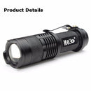 2Pcs Blue Color MECO Q5 500LM Multicolor Zoomable Mini LED Flashlight 14500/AA