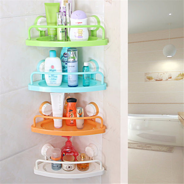 Bathroom Corner Shelf With Suction Cup Rack Organizer Cup Storage Wall Basket