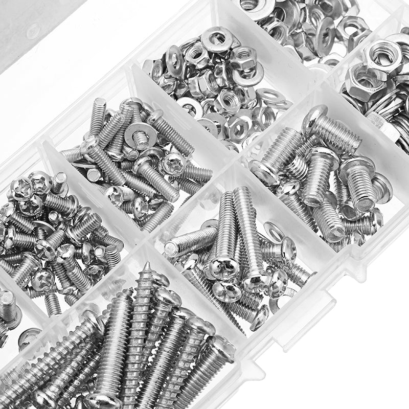 Suleve MXSP4 M3/M4/M5 Stainless Steel Phillips Round Head Screws Nuts Washers Assortment Kit 250g