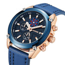 BAGARI 8002P Multi-function Unique Design Sports Watch Genuine Leather Waterproof Men Watch Quartz Watch