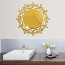 Round Flower Mirror Tiles Kitchen Wall Sticker Stick on Decal Home Bedroom Decor