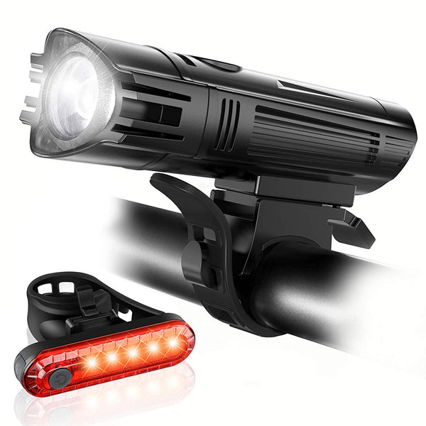 Xmund XD-BL12 T6 Bike Light Set 650LM Ultra Bright IPX4 1300mAh 4 Modes USB Rechargeable Bike Front Light 5 LED Tail Light