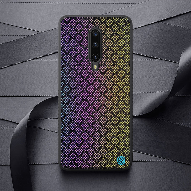NILLKIN Reflective Shining Lights Dynamic Fashion Woven Polyester Mesh Anti-fingerprint Protective Case for OnePlus 7 Pro