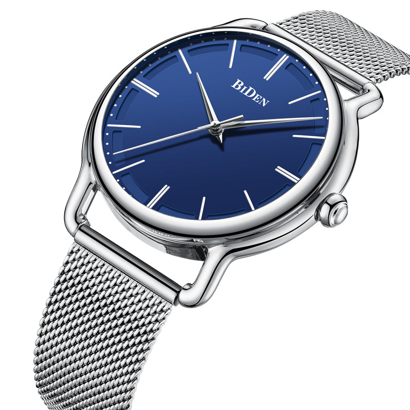 BIDEN 0114 Waterproof Business Style Men Wrist Watch Stainless Steel Band Quartz Watch