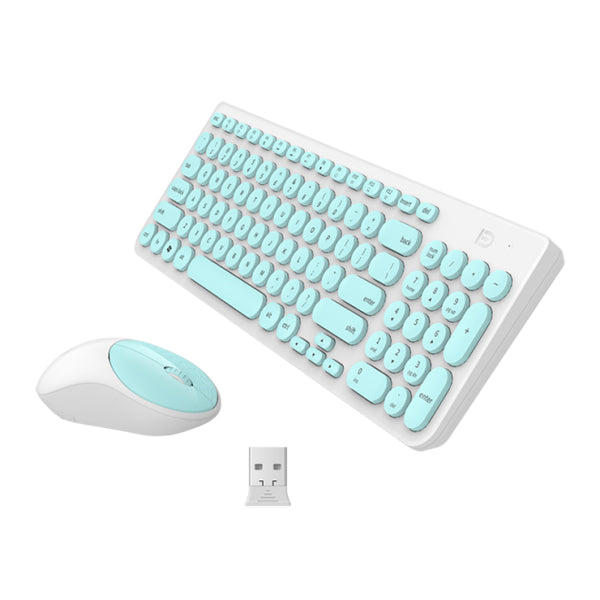 Ultra Silent Thin 2.4GHz Round Keycap Wireless Keyboard and Mouse Set Kit for Desktop Notebook