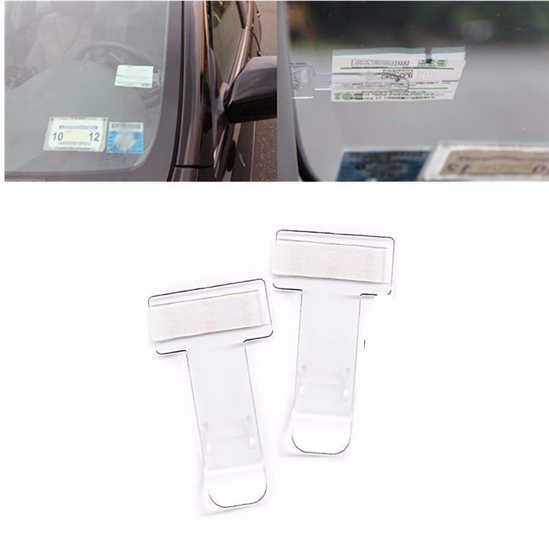 2Pcs Vehicle Parking Ticket Permit Holder Clip Sticker Windscreen Window Binder Clips