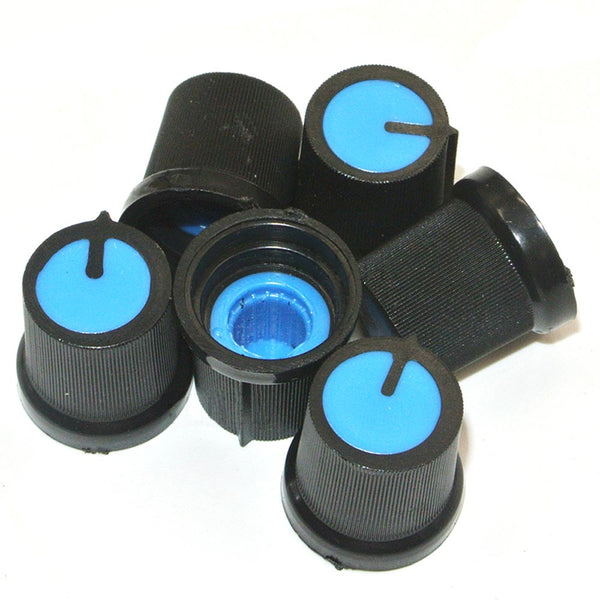50Pcs Blue Plastic For Rotary Taper Potentiometer Hole 6mm Knob