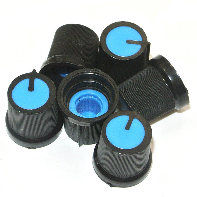 50Pcs Blue Plastic For Rotary Taper Potentiometer Hole 6mm Knob