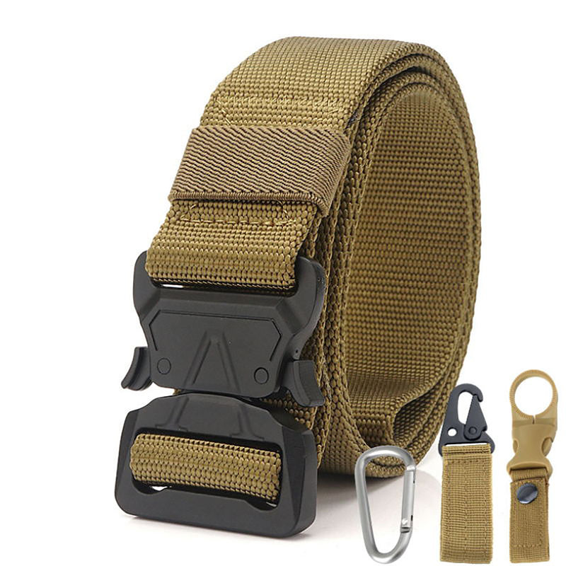 Xmund XD-TB3 125cm Men's 1000D Nylon Belt Metal Buckle Quick Release Tactical Belts With Carabiner Eagle Mouth Buckle Beverage Hanging Belt