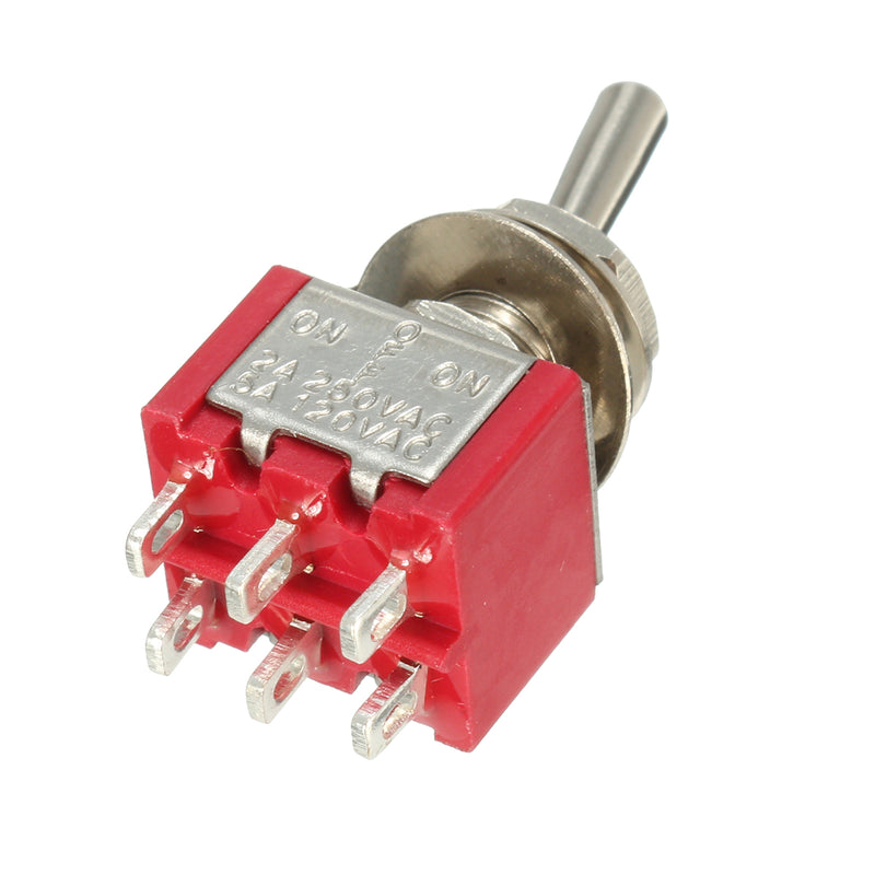 10pcs Red Toggle Switch DPDT On-Off-On 6 PINs 3 Position 5A 120Vac /2A 250Vac