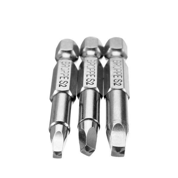 BROPPE 3Pcs 50mm S1-S3 Magnetic Square Head Screwdriver Bits 1/4 Inch Hex Shank